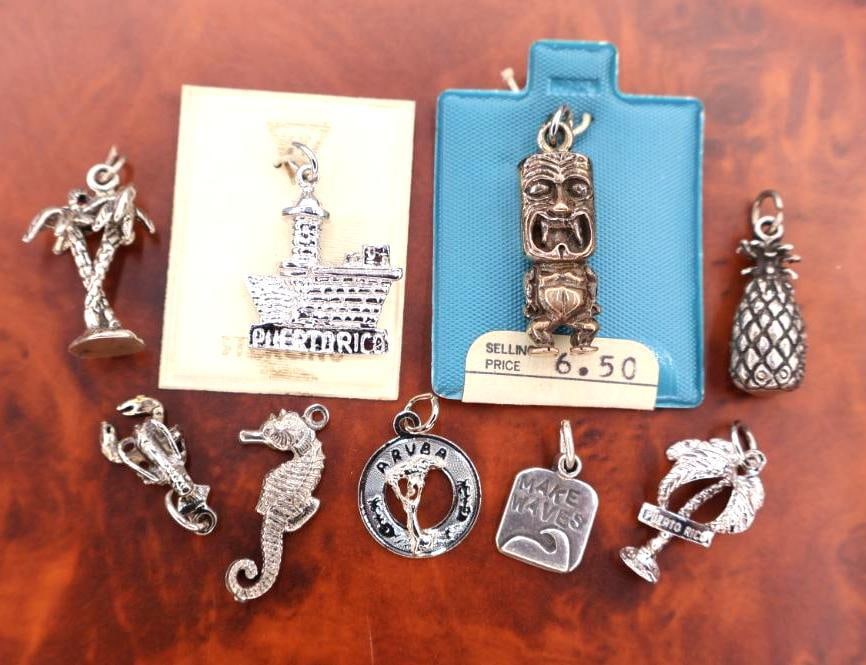 Collection of assorted sterling silver travel and souvenir charms (1 of 11)