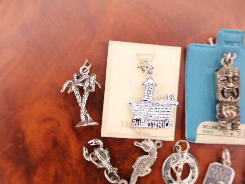 Collection of assorted sterling silver travel and souvenir charms - 3