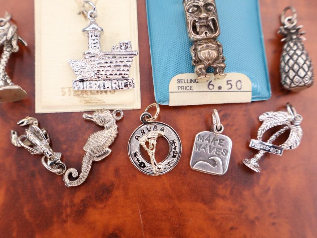 Collection of assorted sterling silver travel and souvenir charms - 4