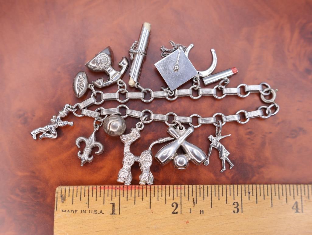 Vintage sterling silver charm bracelet - 2
