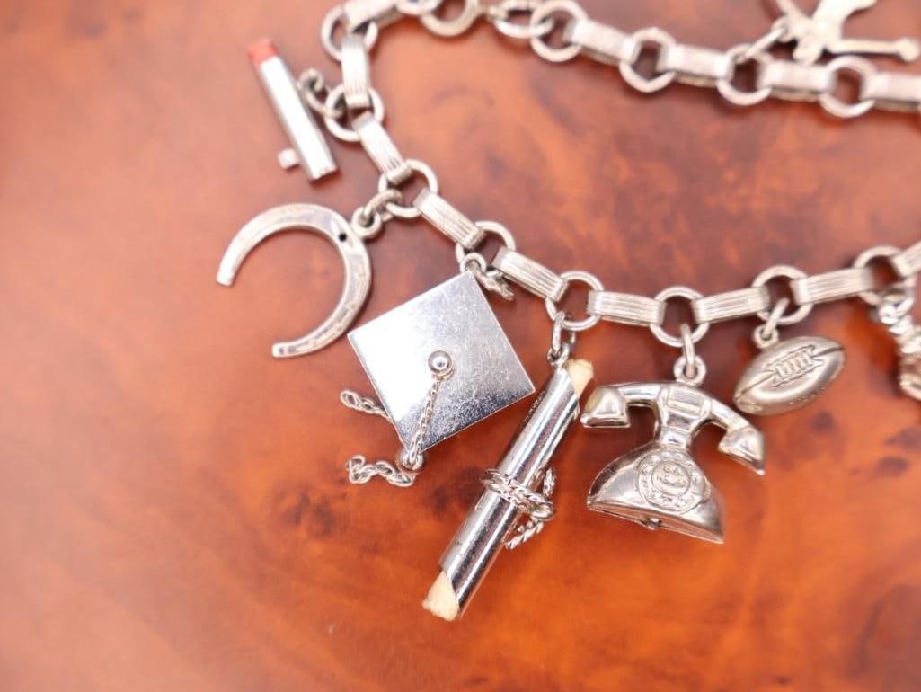 Vintage sterling silver charm bracelet - 5