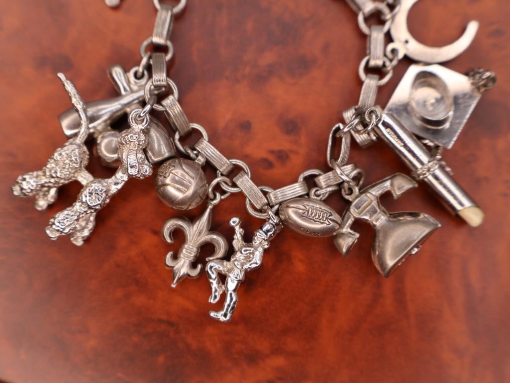 Vintage sterling silver charm bracelet - 8