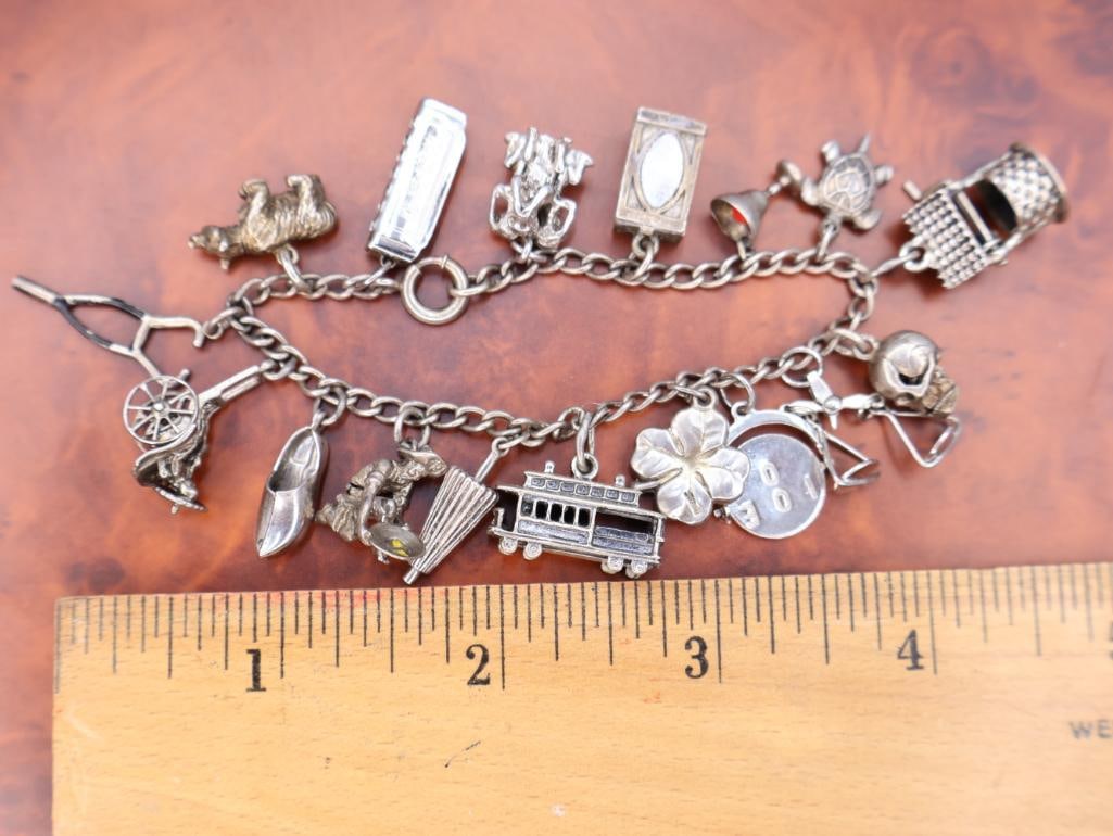 Vintage sterling silver charm bracelet - 2