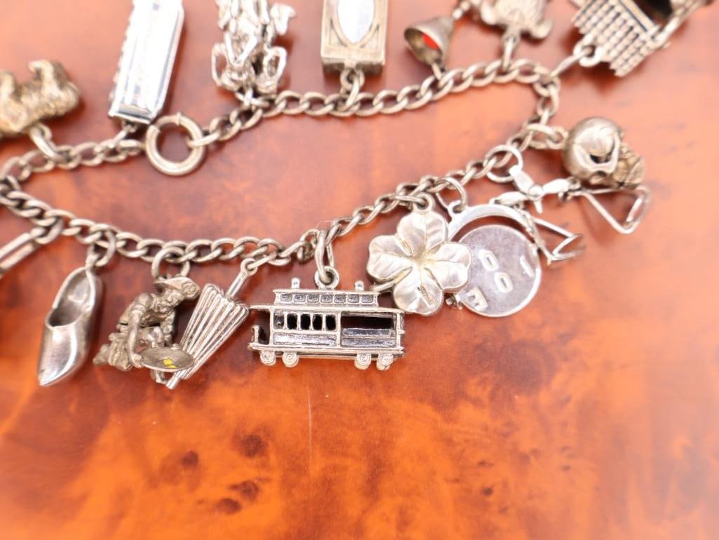 Vintage sterling silver charm bracelet - 4