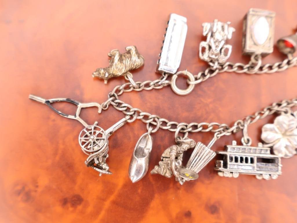 Vintage sterling silver charm bracelet - 5