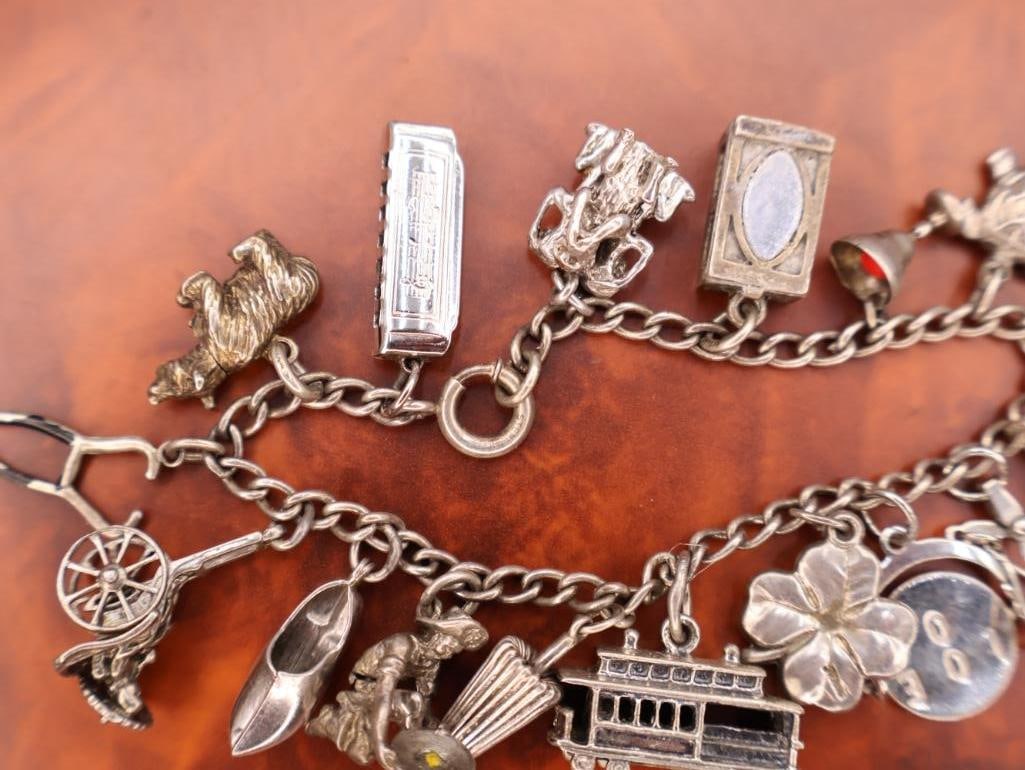 Vintage sterling silver charm bracelet - 6