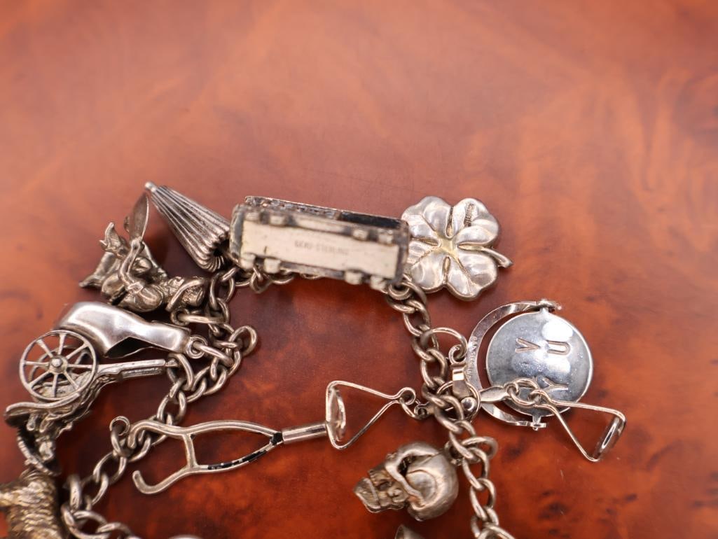Vintage sterling silver charm bracelet - 7