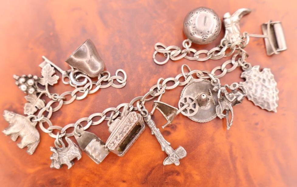 Vintage sterling silver charm bracelet (1 of 9)