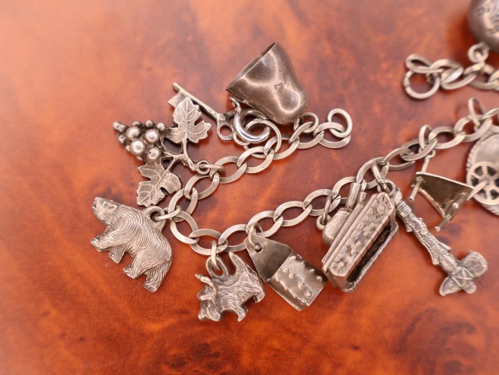 Vintage sterling silver charm bracelet - 3