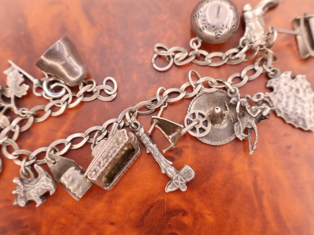 Vintage sterling silver charm bracelet - 4