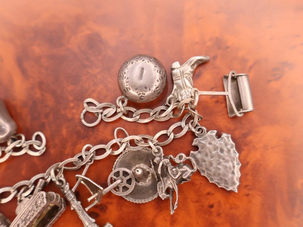 Vintage sterling silver charm bracelet - 5
