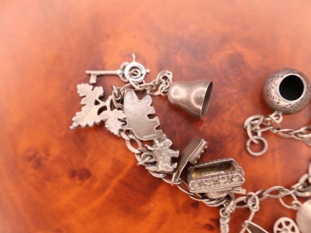 Vintage sterling silver charm bracelet - 8