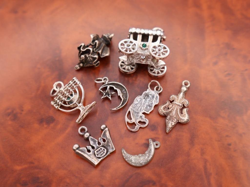 Collection of antique silver-tone charm pendants - 5