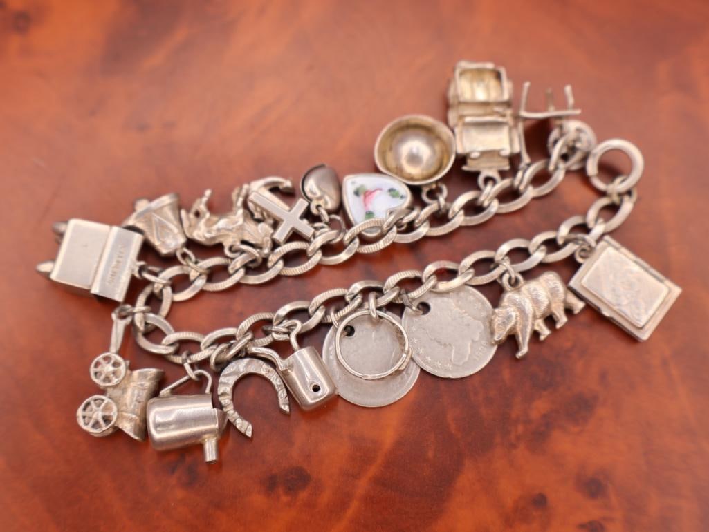 Vintage sterling silver charm bracelet (1 of 9)