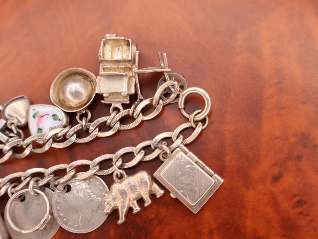 Vintage sterling silver charm bracelet - 3