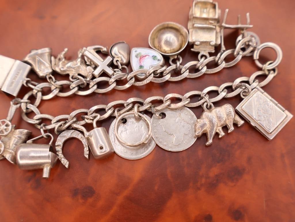Vintage sterling silver charm bracelet - 4