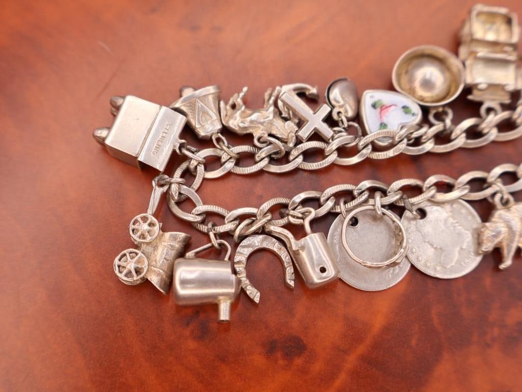 Vintage sterling silver charm bracelet - 5