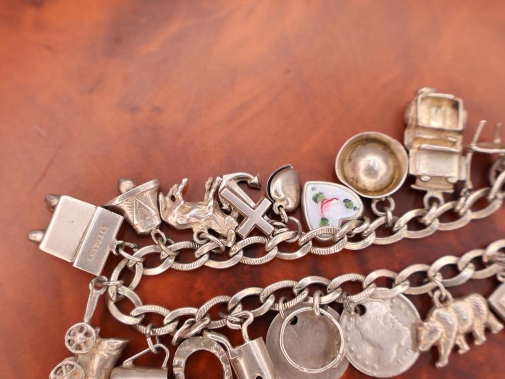 Vintage sterling silver charm bracelet - 6