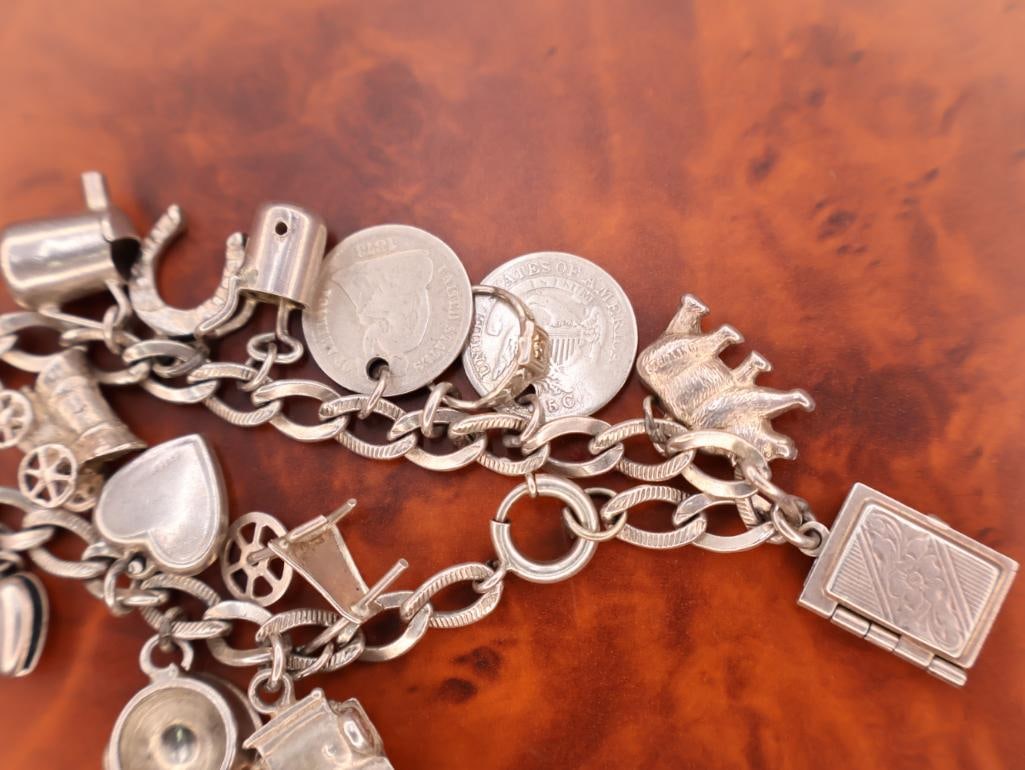 Vintage sterling silver charm bracelet - 8