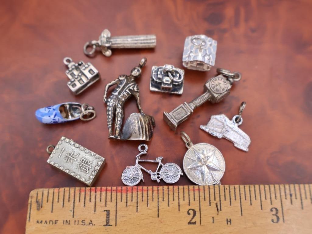Collection of vintage sterling silver bracelet charms - 2