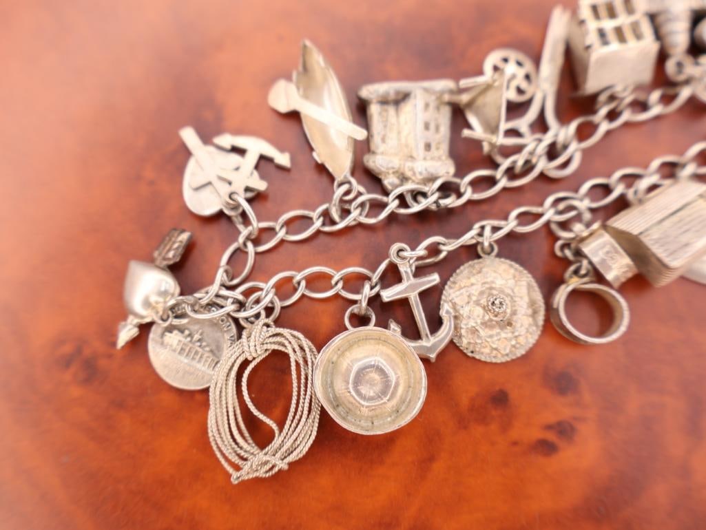 Vintage silver charm bracelet with assorted charms - 3