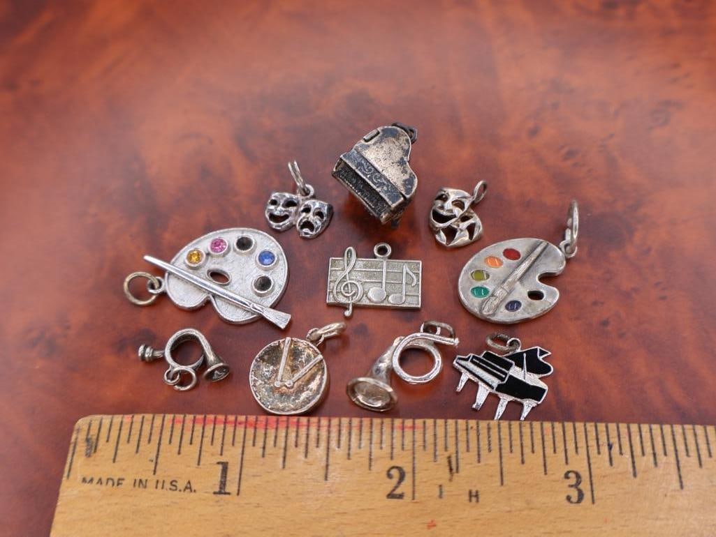 Collection of vintage sterling silver bracelet charms - 2