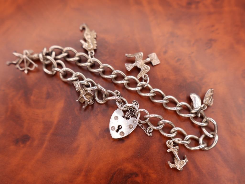 Vintage sterling silver charm bracelet (1 of 8)