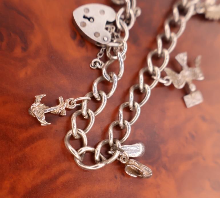 Vintage sterling silver charm bracelet - 3