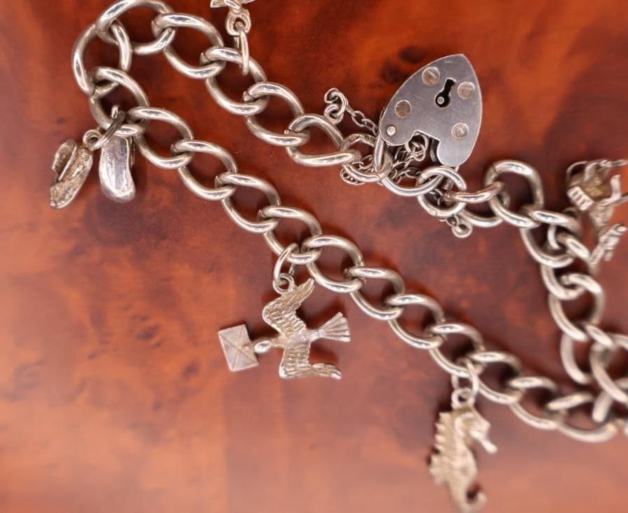 Vintage sterling silver charm bracelet - 4