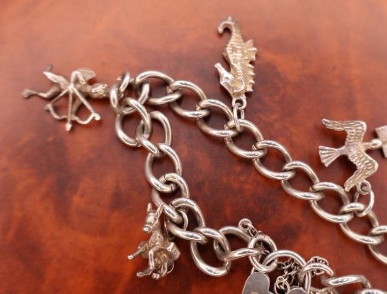Vintage sterling silver charm bracelet - 5
