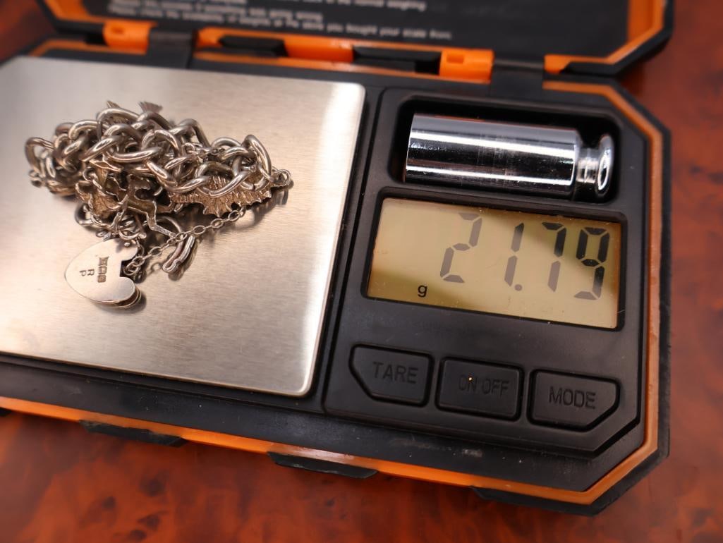 Vintage sterling silver charm bracelet - 8