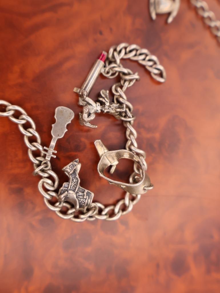 Two Vintage Charm Bracelets with Sterling Silver Charms - 2