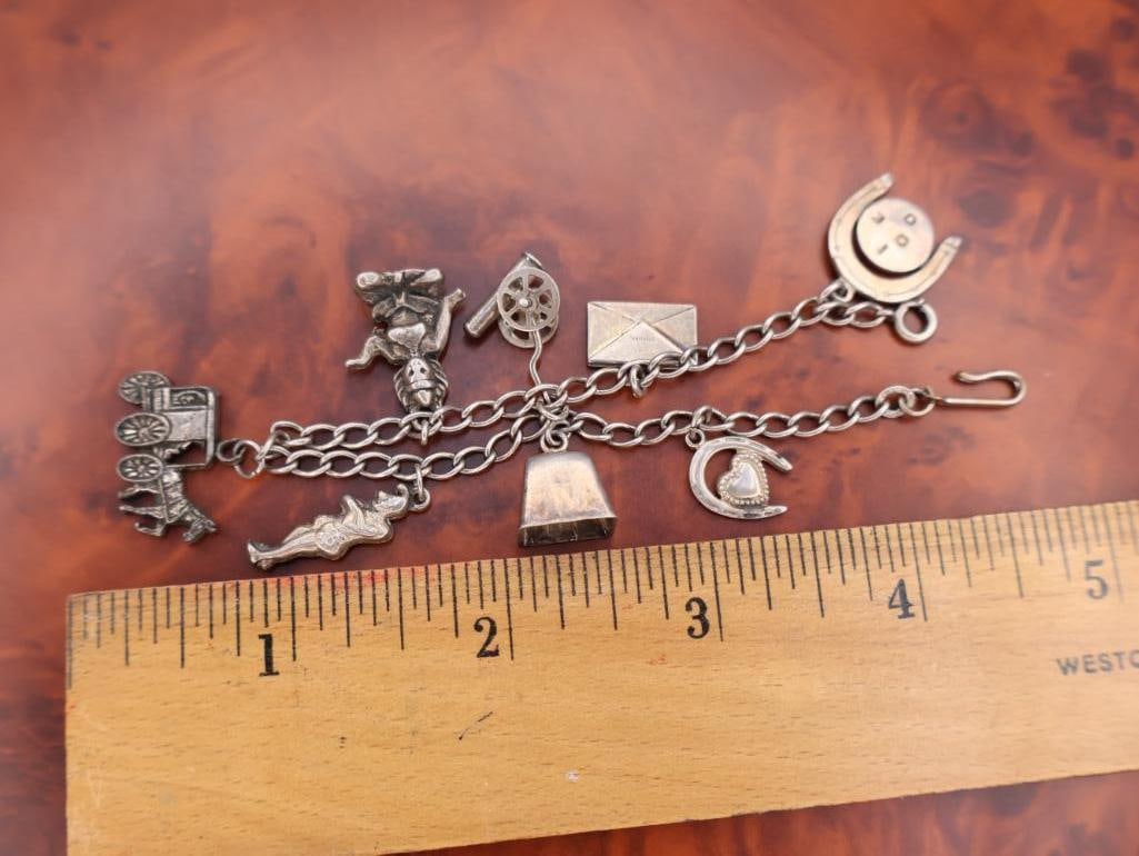 Two Vintage Charm Bracelets with Sterling Silver Charms - 3