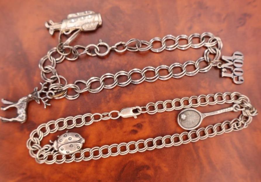 Two vintage silver charm bracelets (1 of 10)