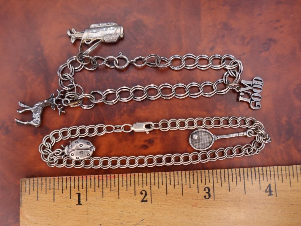 Two vintage silver charm bracelets - 2