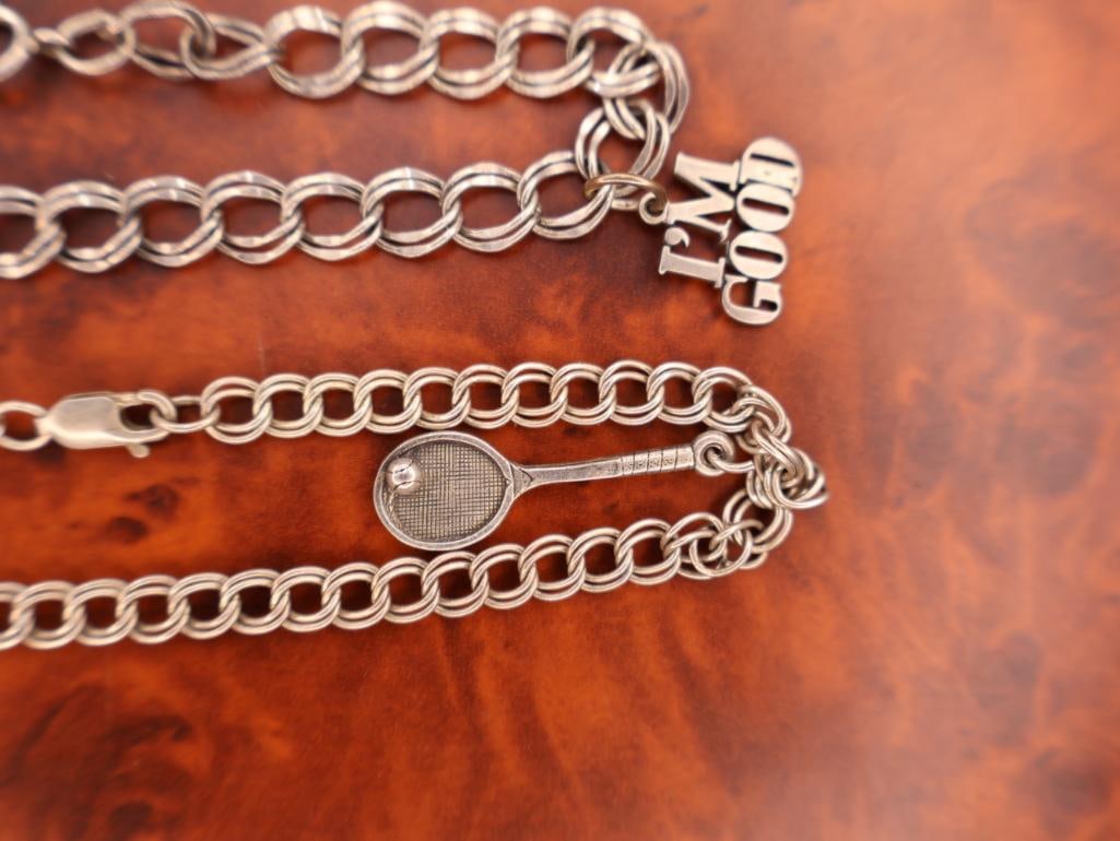 Two vintage silver charm bracelets - 4