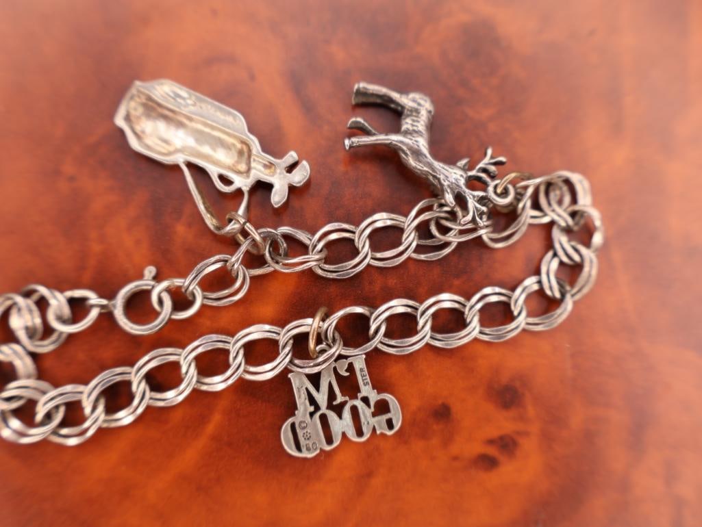Two vintage silver charm bracelets - 8