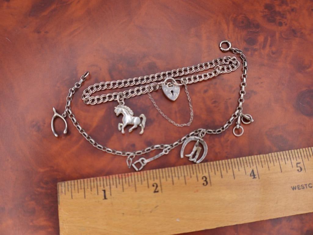 Two sterling silver equestrian-themed charm bracelets - 2