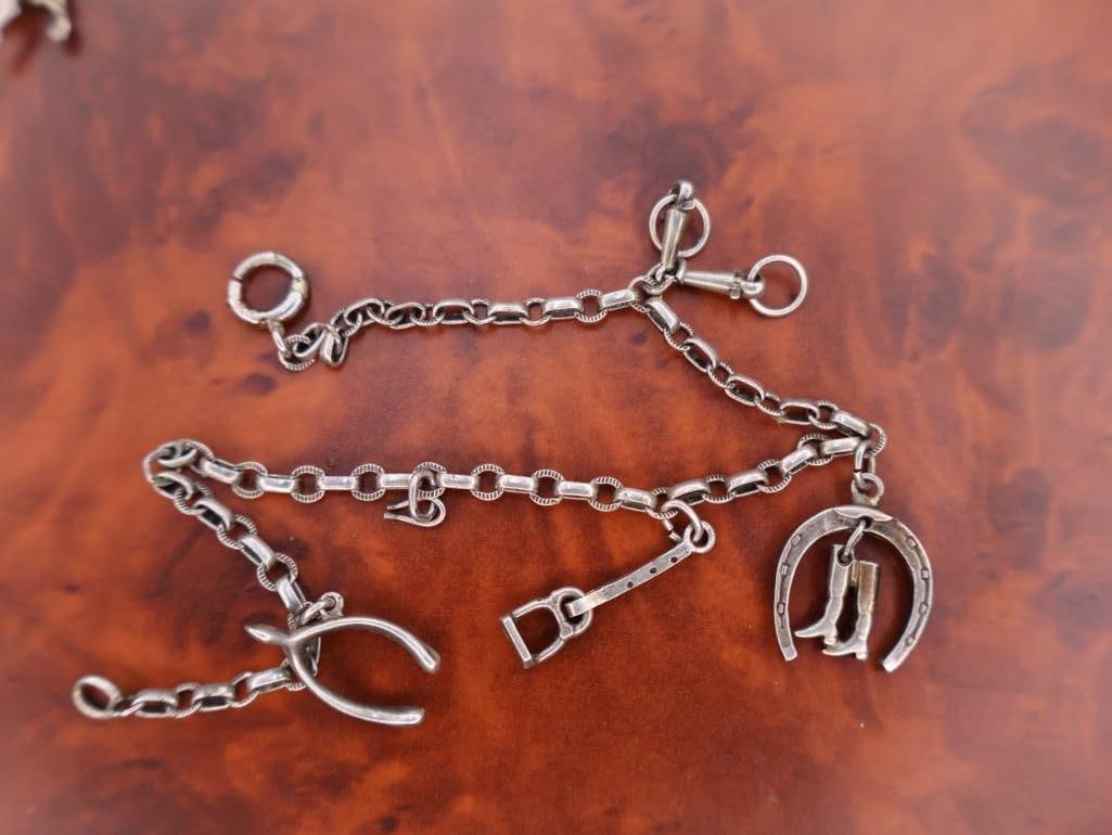 Two sterling silver equestrian-themed charm bracelets - 3