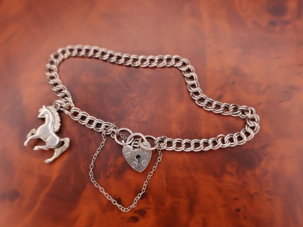 Two sterling silver equestrian-themed charm bracelets - 5