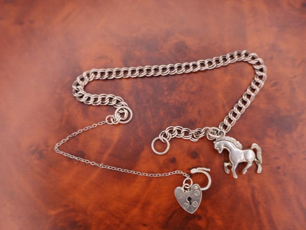 Two sterling silver equestrian-themed charm bracelets - 7