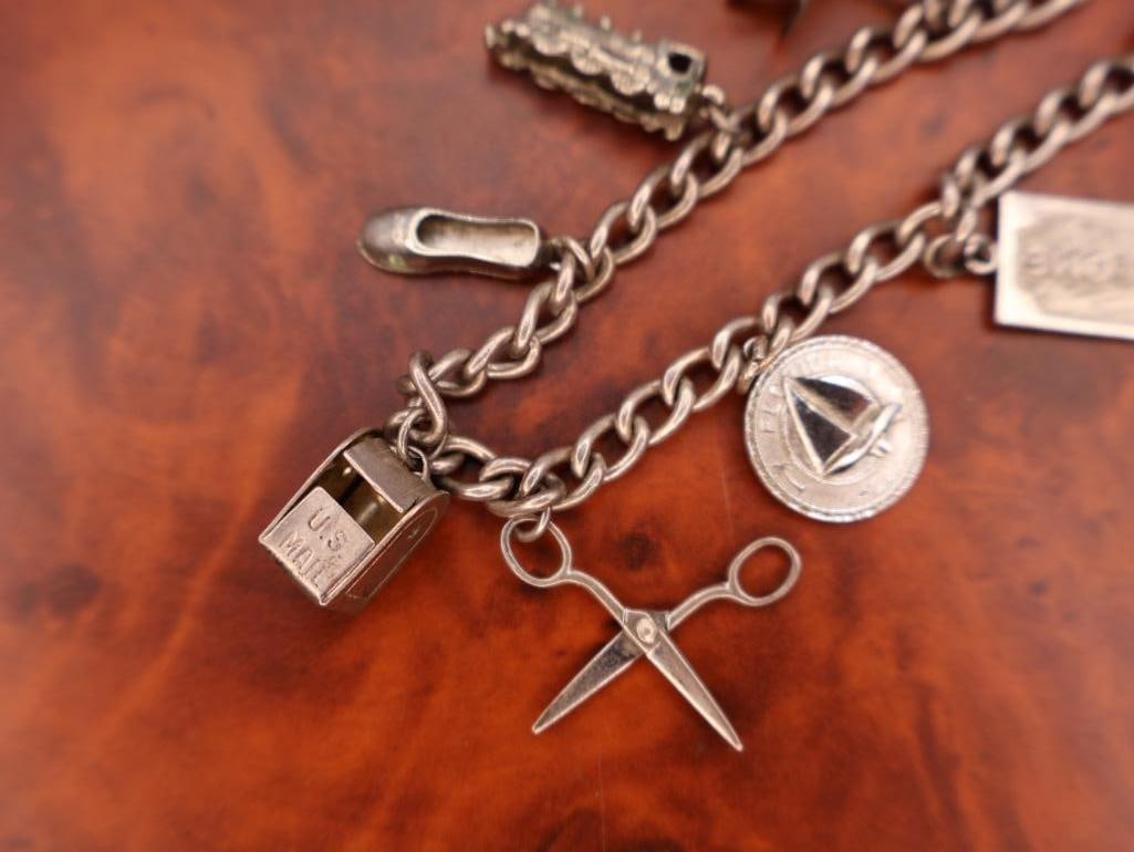 Vintage silver charm bracelet with assorted charms - 3