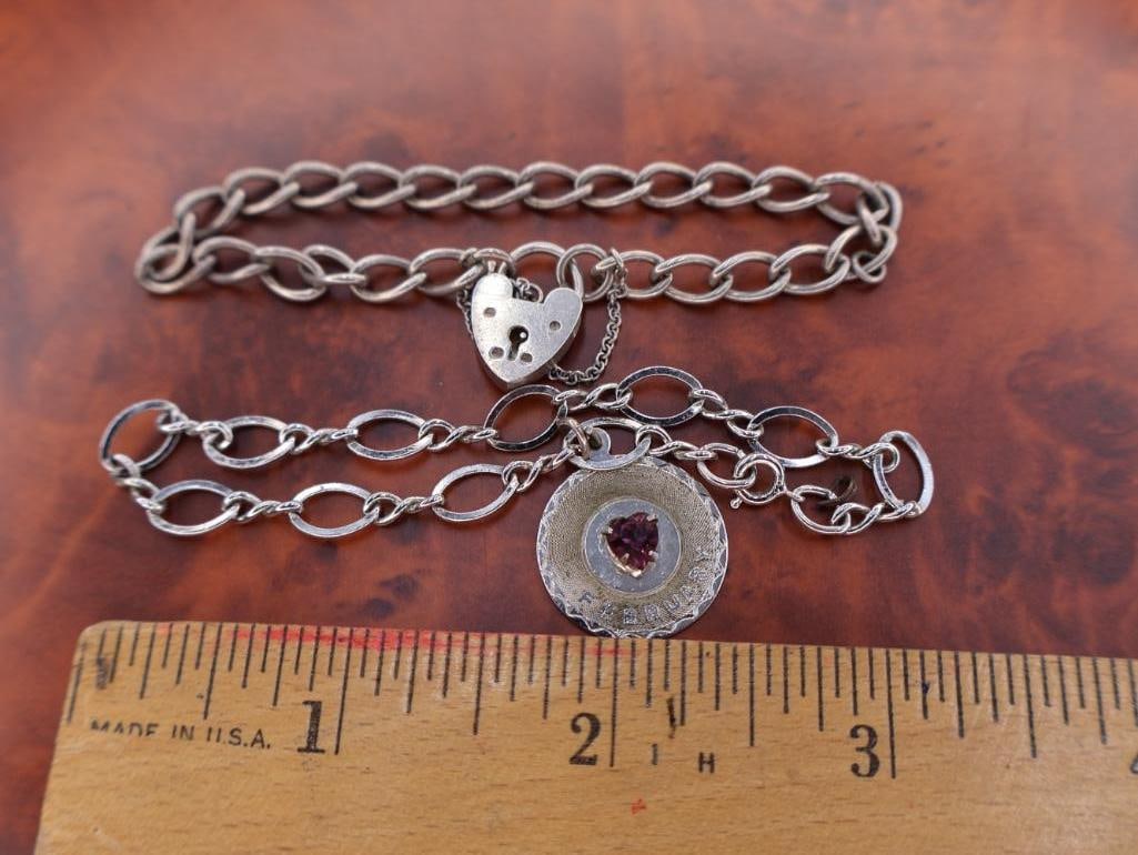 Two sterling silver charm bracelets - 2