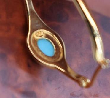 Gold Tone Sterling Silver turquoise earrings - 7