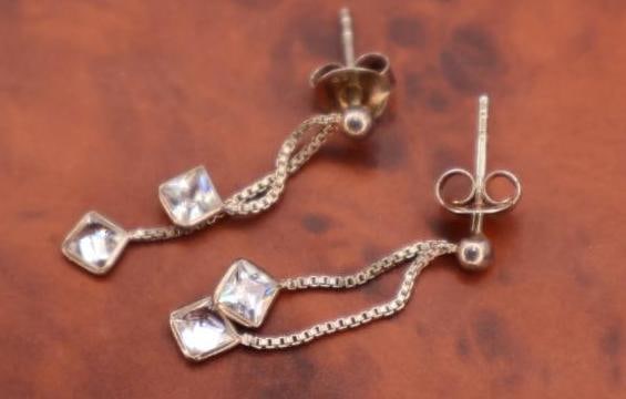 Three pairs of crystals sterling silver earrings - 5