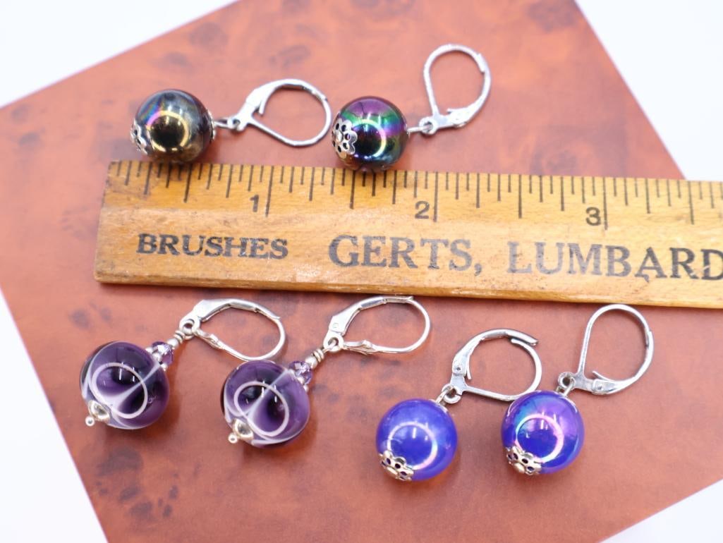 Three pairs of glass bead earrings - 2