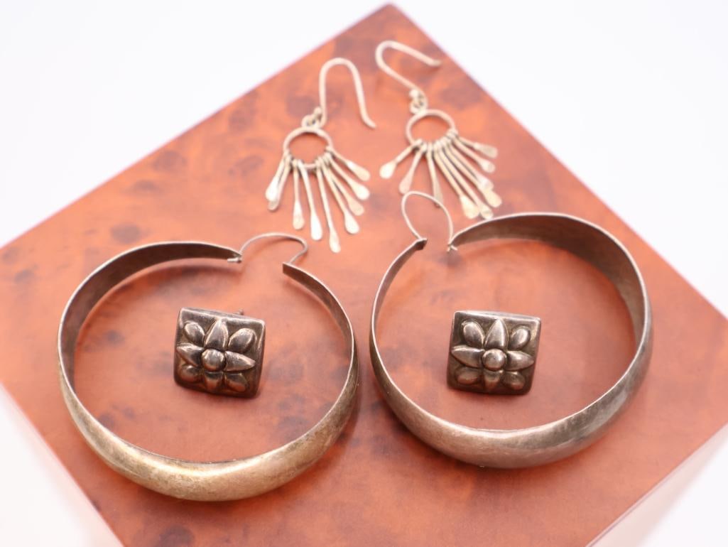 Vintage Large Sterling Silver Hoor and More Earrings (1 of 9)