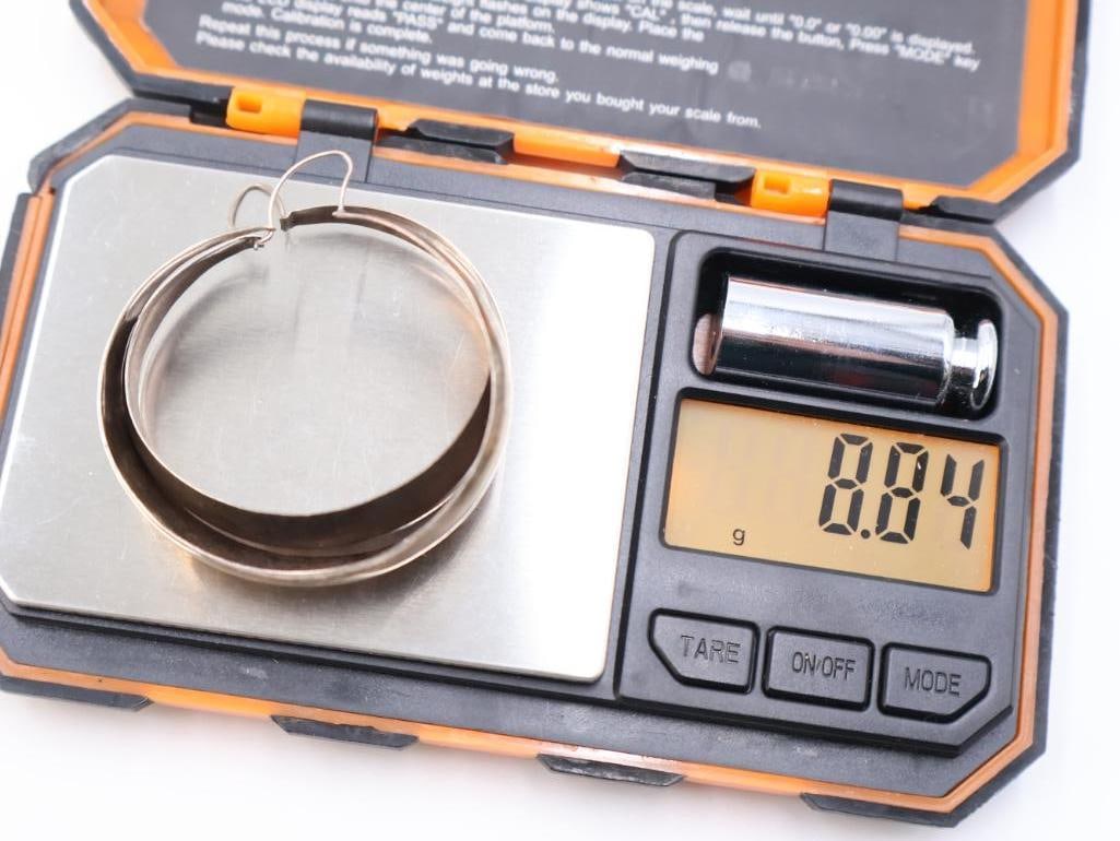 Vintage Large Sterling Silver Hoor and More Earrings - 5