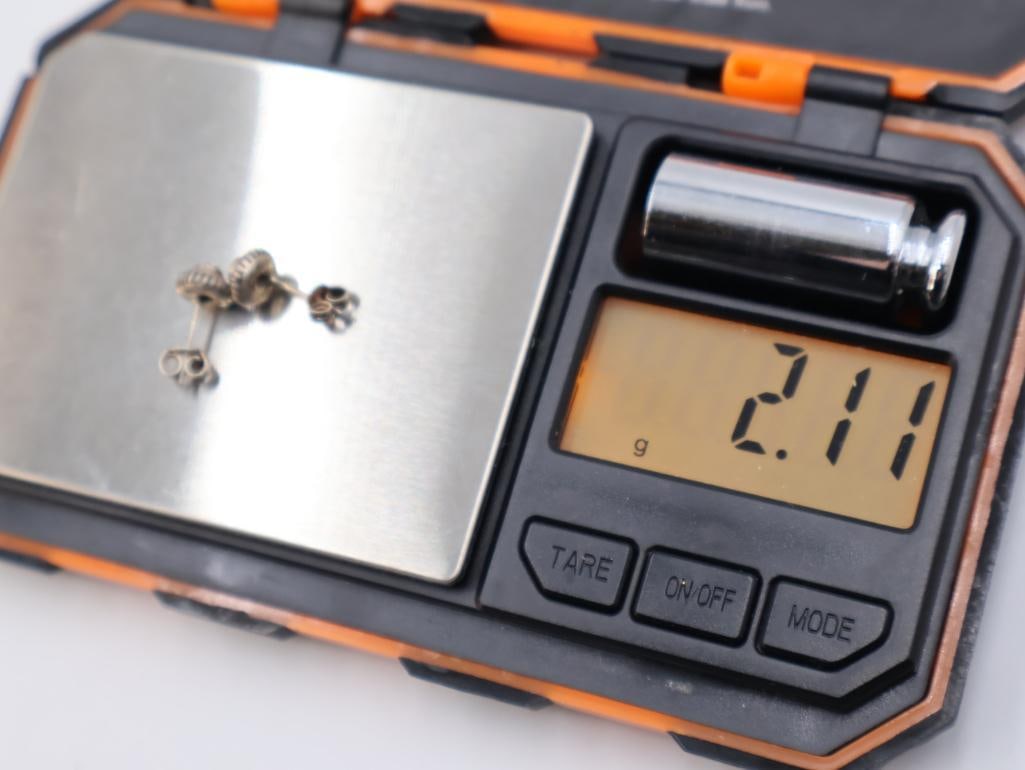 Sterling Silver Tiger Eye and Black Onyx Earrings - 12