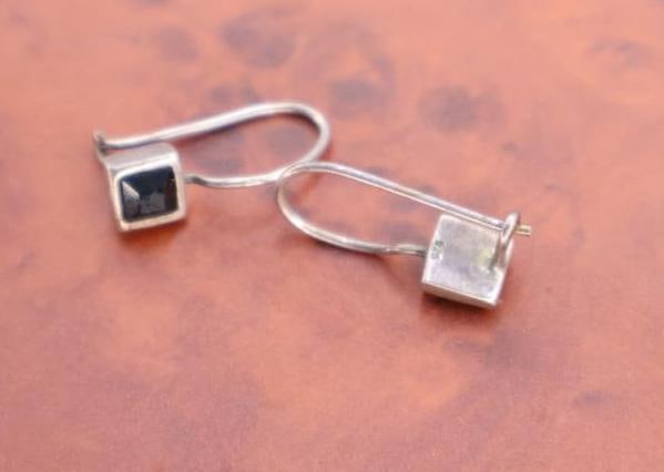 Sterling Silver Tiger Eye and Black Onyx Earrings - 6